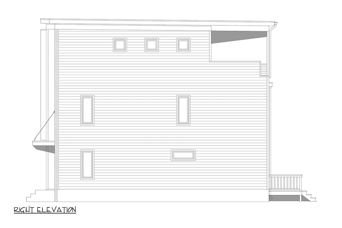 Plan 680301VR: 19-Foot-Wide 3-Story House Plan with Contemporary Exterior - 2019 Sq Ft - Image #5 - Contemporary