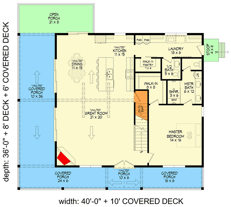Plan 680304VR: 3-Bed Craftsman Lake House Plan with Wraparound Porch - 1991 Sq Ft - Floor Plan - Main Level - Country, Craftsman, Mountain