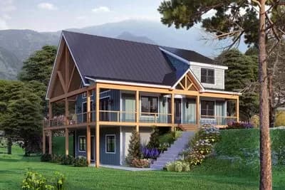 3-Bed Craftsman Lake House Plan with Wraparound Porch - 1991 Sq Ft