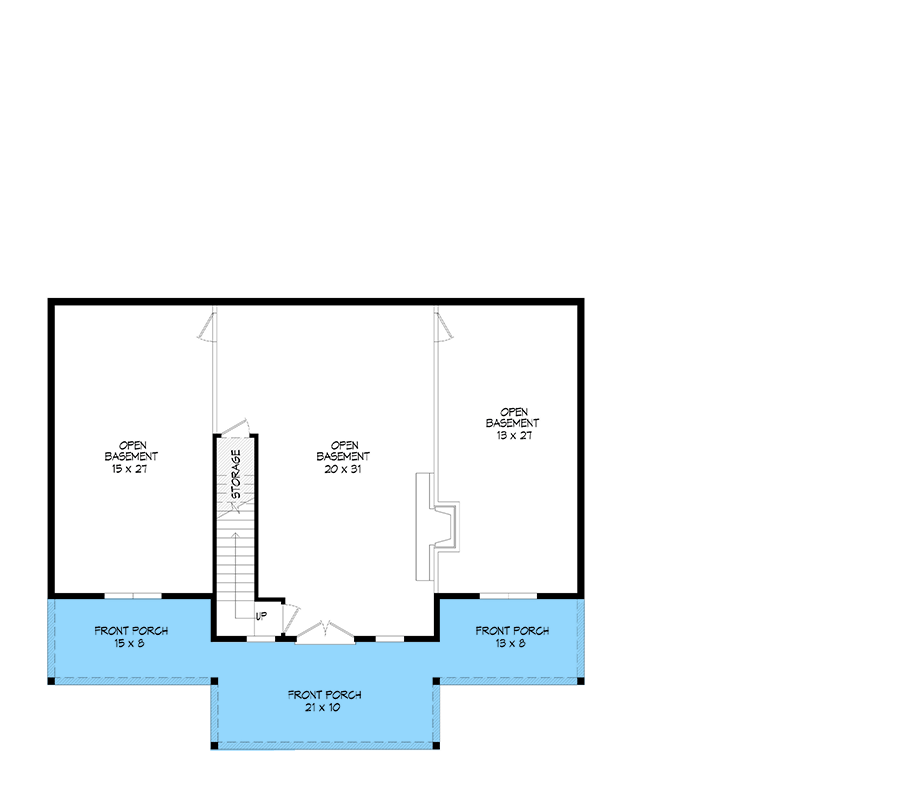 Plan 680305VR: 2-Bed Lake House Plan with 3-Car Garage - 1485 Sq Ft - Floor Plan - Lower Level - Country, Mountain