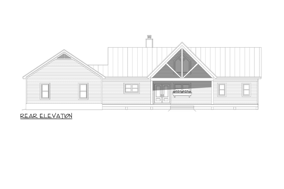 Plan 680305VR: 2-Bed Lake House Plan with 3-Car Garage - 1485 Sq Ft - Image #4 - Country, Mountain