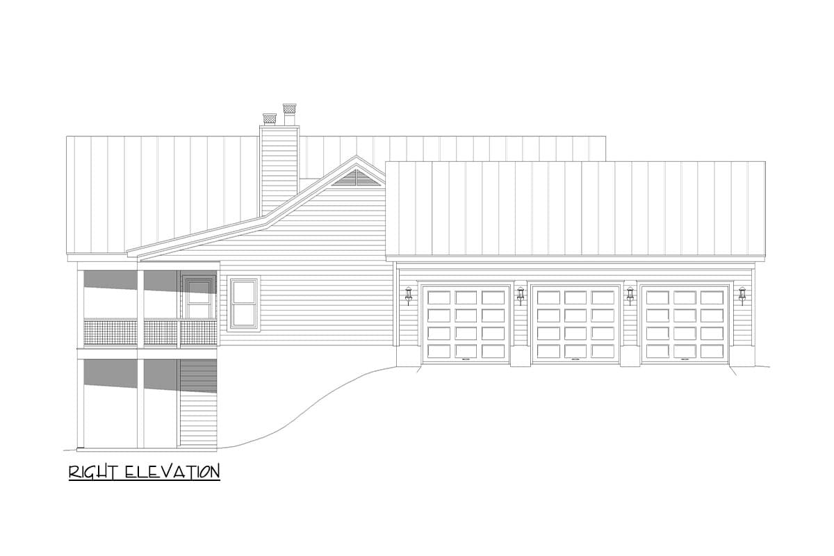 Plan 680305VR: 2-Bed Lake House Plan with 3-Car Garage - 1485 Sq Ft - Image #5 - Country, Mountain