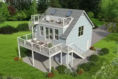 2-Car Detached Garage with Loft and Rooftop Deck - 672 Sq Ft