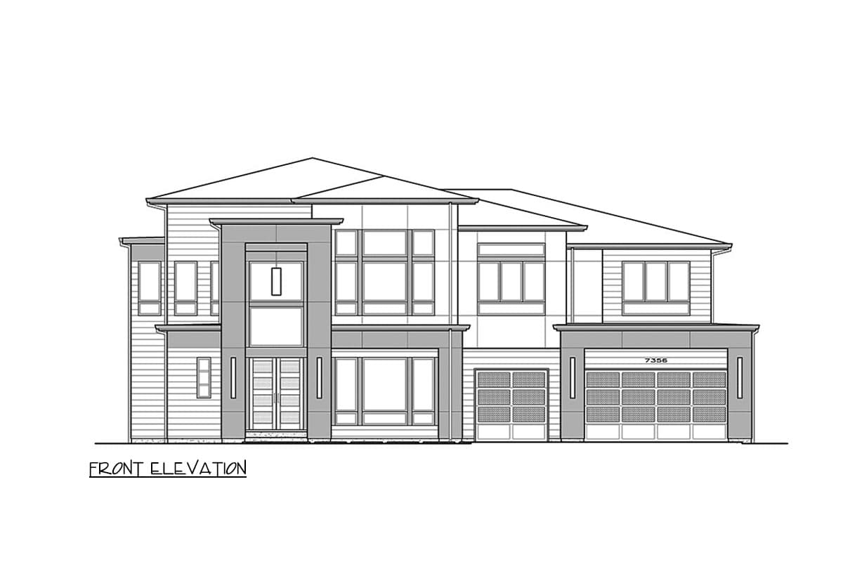 Plan 23969JD: Modern Northwest-Style House Plan with Two Dens and a Bonus Room - 4255 Sq Ft - Image #4 - Contemporary, Modern, Northwest