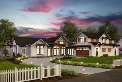 4-Bed House Plan with 4-Car Barn-Like Garage - 4815 Sq Ft