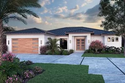 Coastal Contemporary House Plan with Flex Room  and Outdoor Fireplace - 2174 Sq Ft