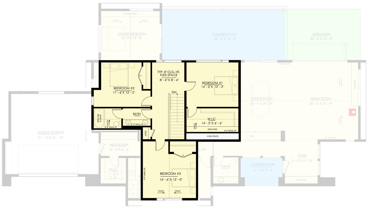 Plan 270095AF: Contemporary 4-Bed House Plan with Scandinavian-Inspired Exterior - 3608 Sq Ft - Floor Plan - 2nd Floor - Contemporary, Modern, Scandinavian