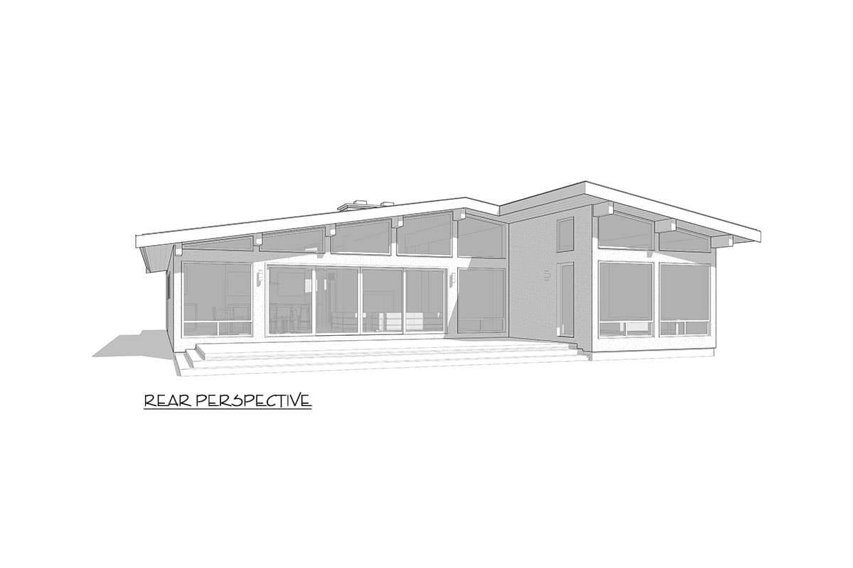 Plan 270096AF: Mid-Century Modern House Plan with Entry Courtyard - 1901 Sq Ft - Image #19 - Contemporary, Mid Century Modern, Modern
