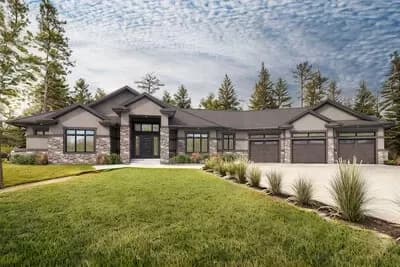 3 Bed House Plan with 3-Car Angled Garage and Lower Level Expansion - 2744 Sq Ft