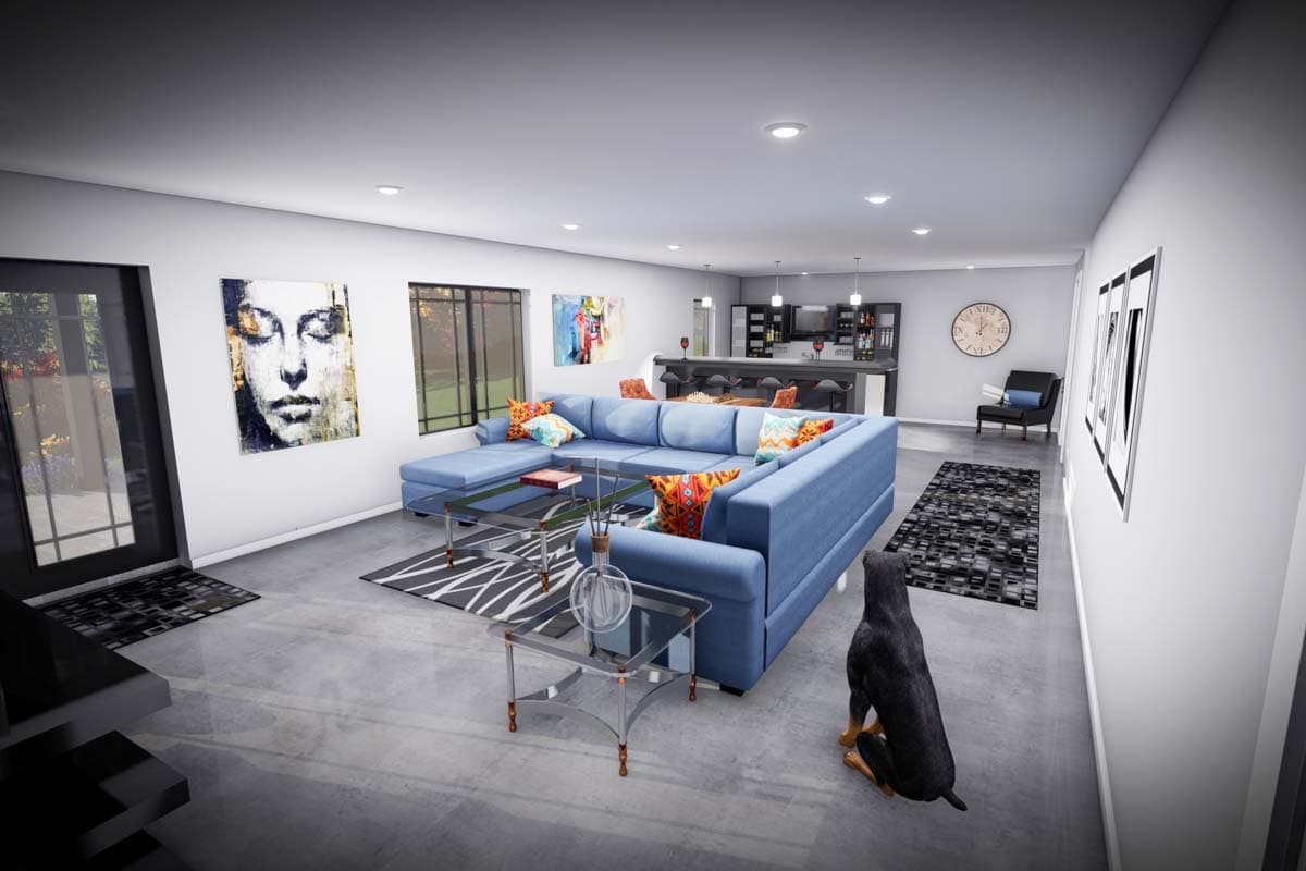 Plan 89026AH: Modern One-Story House Plan with 3 Beds and Optional Finished Lower Level - 1583 Sq Ft - Image #7 - Contemporary, Mid Century Modern, Modern, Northwest, Ranch
