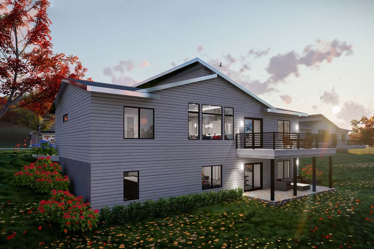 Plan 89026AH: Modern One-Story House Plan with 3 Beds and Optional Finished Lower Level - 1583 Sq Ft - Image #8 - Contemporary, Mid Century Modern, Modern, Northwest, Ranch
