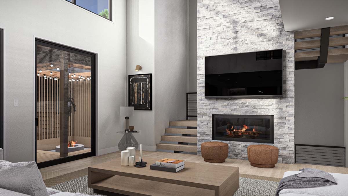 Plan 623348DJ: 2675 Sq Ft Mid Century Modern House Plan with 403 Sq Ft Apartment - Image #9 - Contemporary, Mid Century Modern, Modern