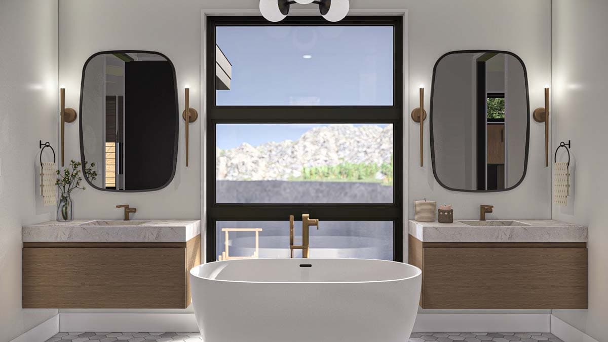 Plan 623348DJ: 2675 Sq Ft Mid Century Modern House Plan with 403 Sq Ft Apartment - Image #14 - Contemporary, Mid Century Modern, Modern