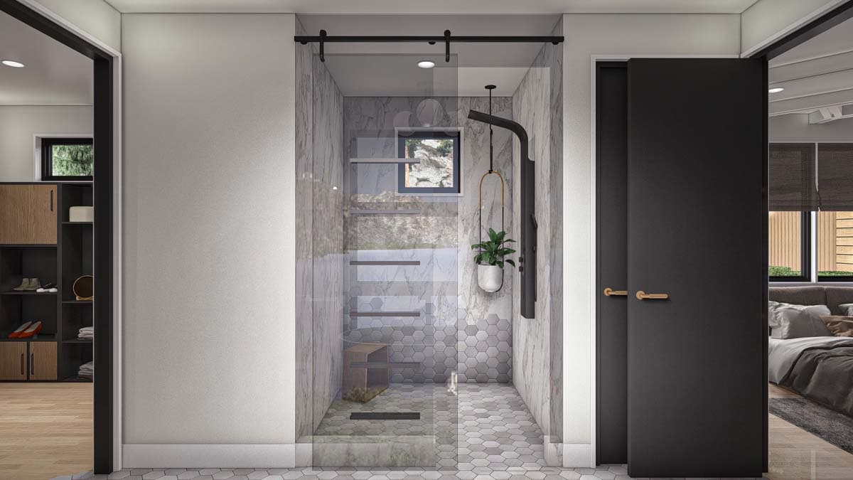 Plan 623348DJ: 2675 Sq Ft Mid Century Modern House Plan with 403 Sq Ft Apartment - Image #15 - Contemporary, Mid Century Modern, Modern