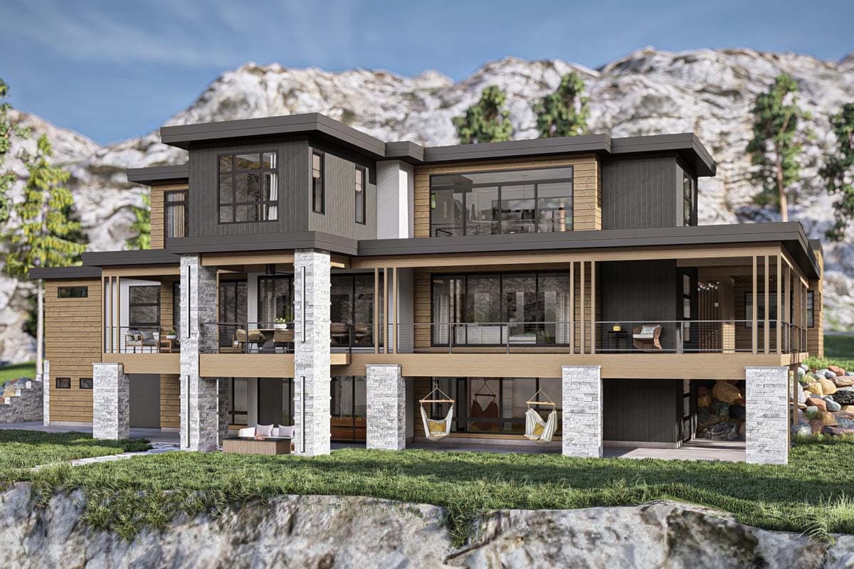 Plan 623348DJ: 2675 Sq Ft Mid Century Modern House Plan with 403 Sq Ft Apartment - Image #18 - Contemporary, Mid Century Modern, Modern