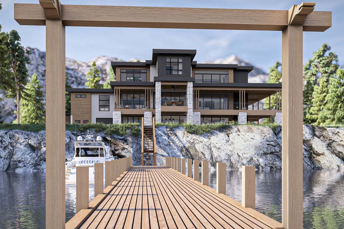 Plan 623348DJ: 2675 Sq Ft Mid Century Modern House Plan with 403 Sq Ft Apartment - Image #20 - Contemporary, Mid Century Modern, Modern