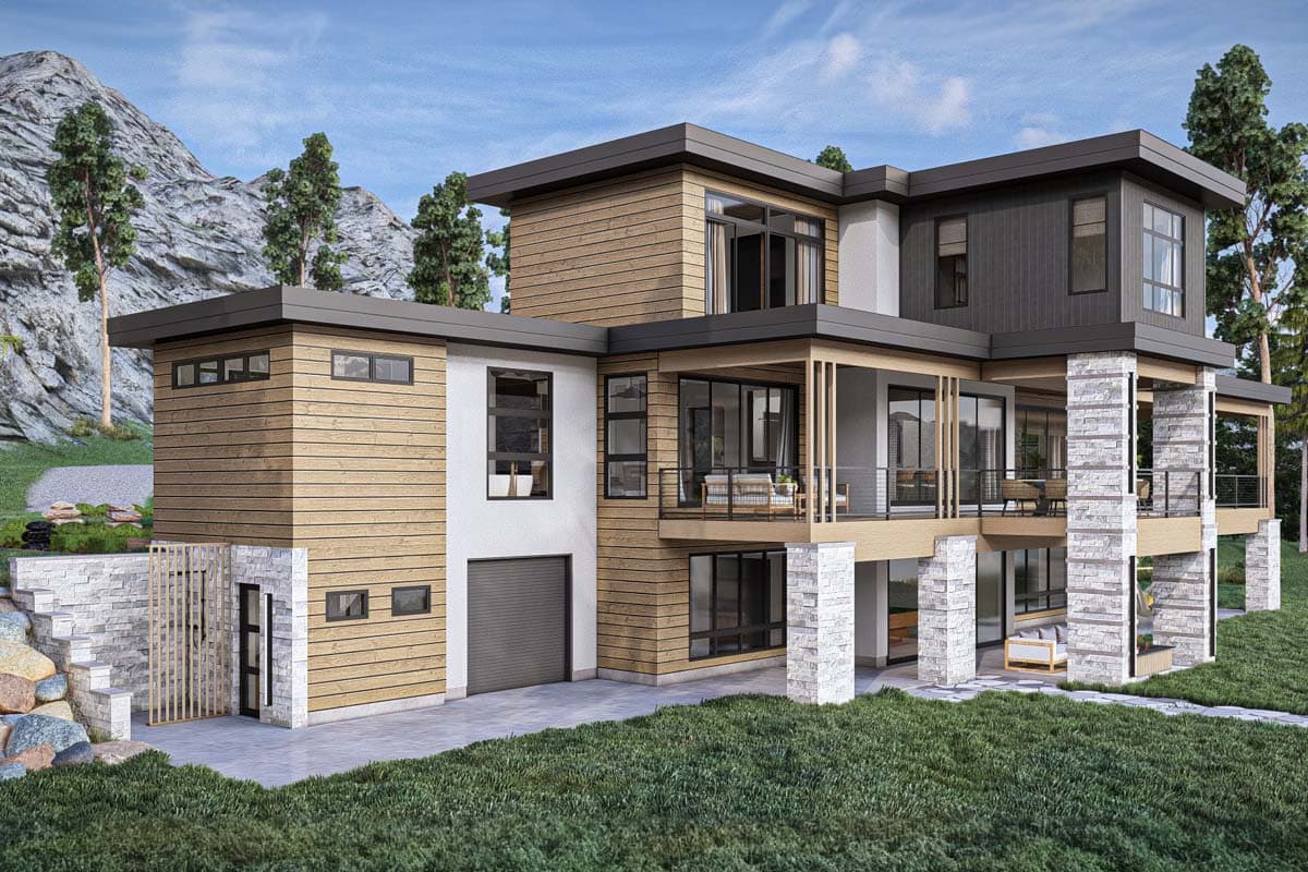 Plan 623348DJ: 2675 Sq Ft Mid Century Modern House Plan with 403 Sq Ft Apartment - Image #21 - Contemporary, Mid Century Modern, Modern