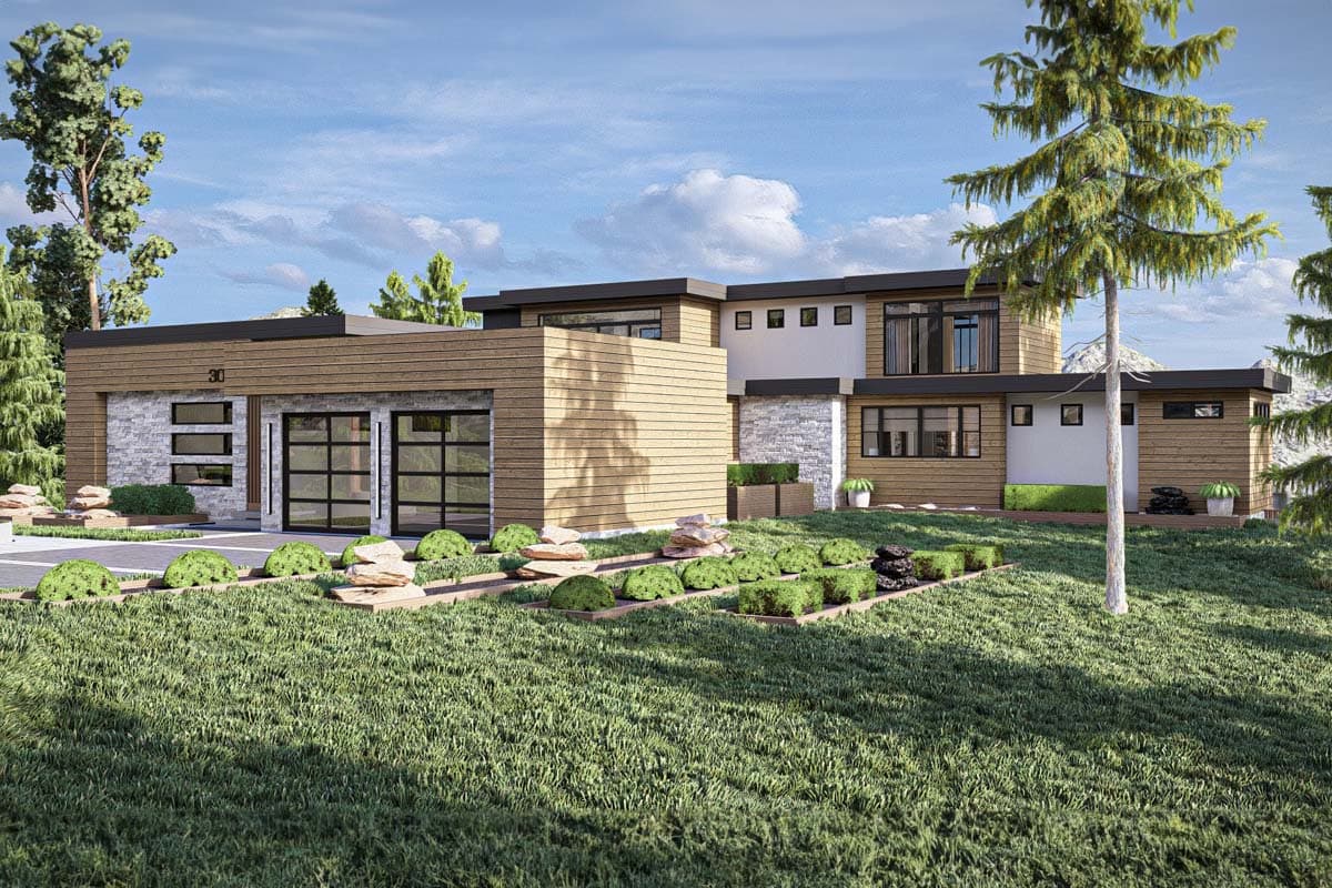 Plan 623348DJ: 2675 Sq Ft Mid Century Modern House Plan with 403 Sq Ft Apartment - Image #23 - Contemporary, Mid Century Modern, Modern