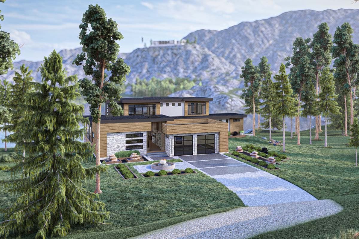 Plan 623348DJ: 2675 Sq Ft Mid Century Modern House Plan with 403 Sq Ft Apartment - Image #24 - Contemporary, Mid Century Modern, Modern