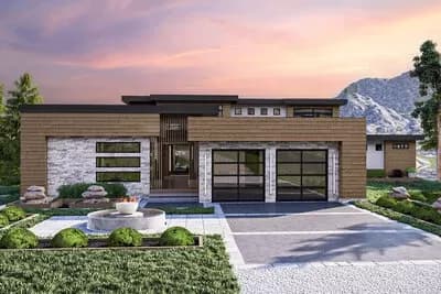 2675 Sq Ft Mid Century Modern House Plan with 403 Sq Ft Apartment