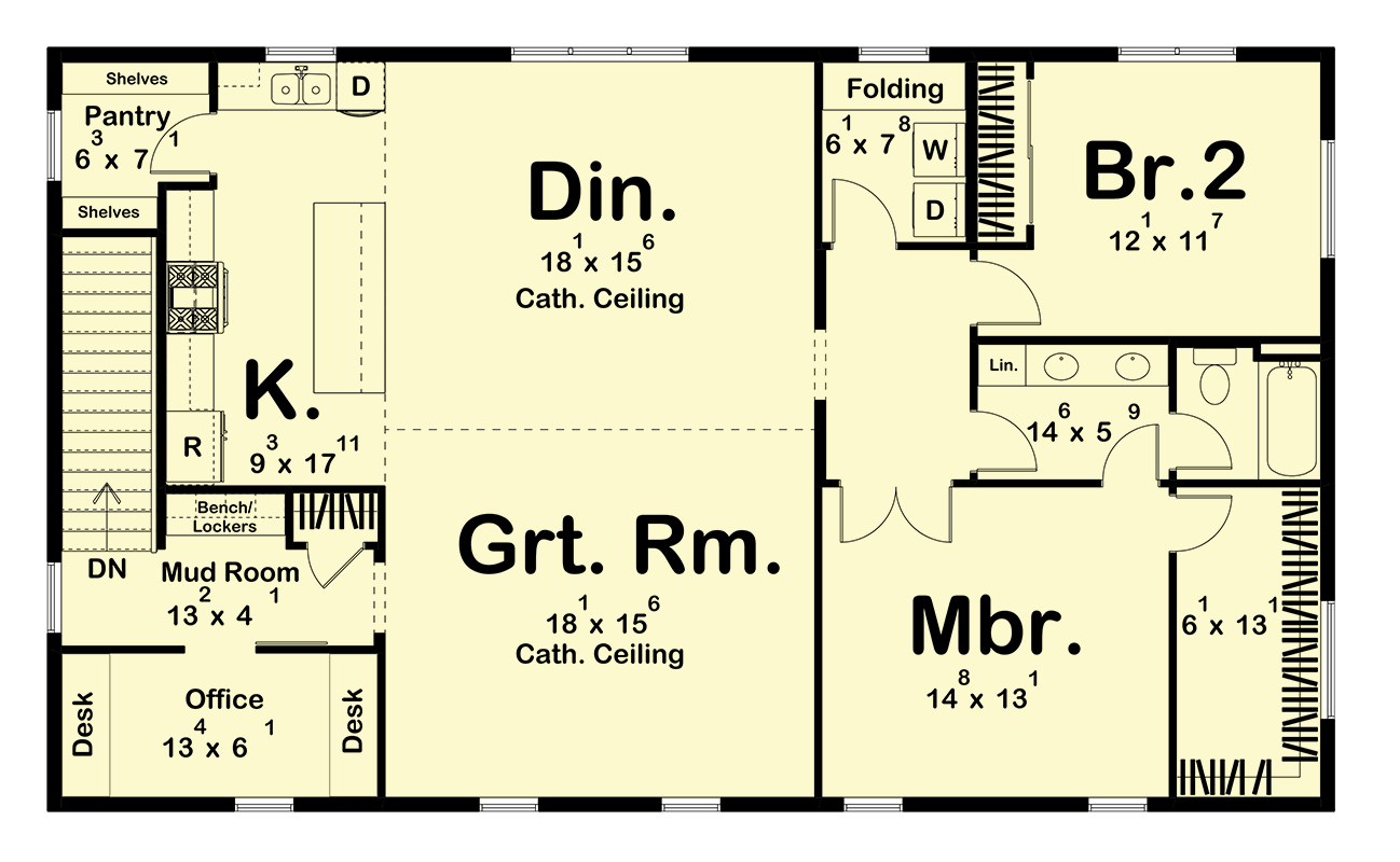 Plan 623350DJ: Barndominium-Style Carriage House Plan with 4 Cars and 2 Beds - 1278 Sq Ft - Floor Plan - 2nd Floor - Barndominium, Country, Farmhouse, Modern Farmhouse