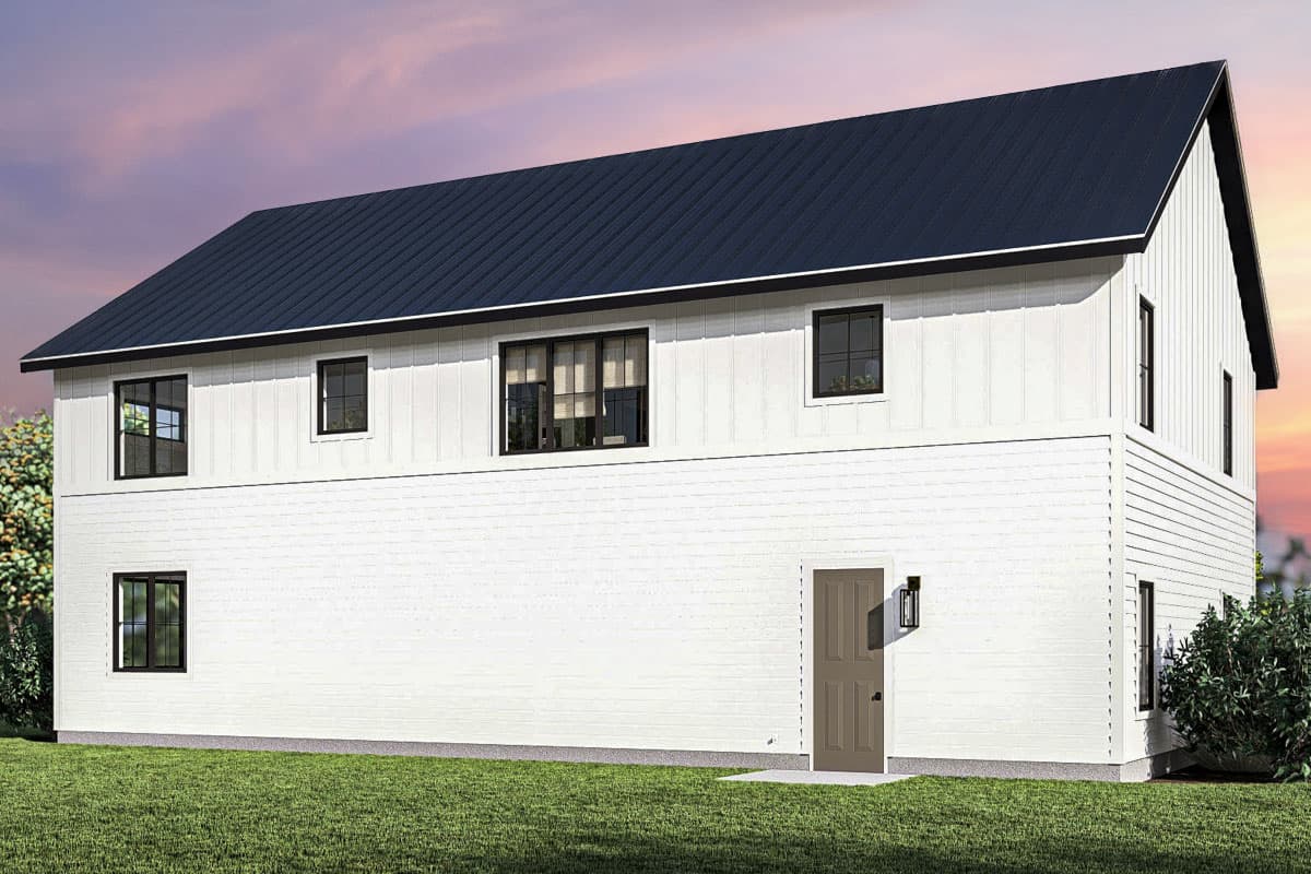 Plan 623350DJ: Barndominium-Style Carriage House Plan with 4 Cars and 2 Beds - 1278 Sq Ft - Image #6 - Barndominium, Country, Farmhouse, Modern Farmhouse
