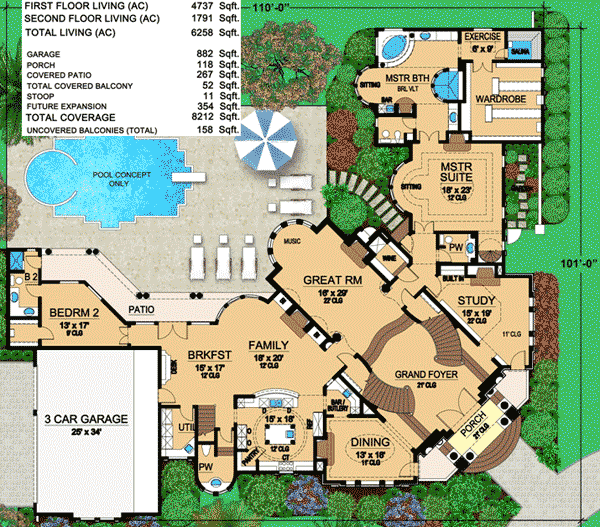 Plan 36171TX: Grandest of Grand Foyers - Floor Plan - Main Level - European
