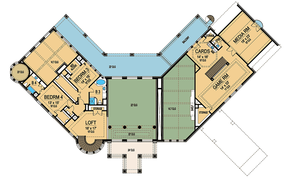 Plan 36174TX: Palatial Living - Floor Plan - 2nd Floor - European, French Country