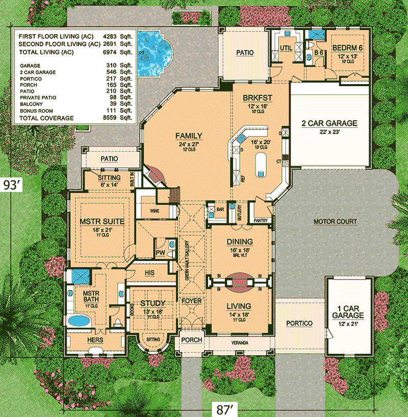 Plan 36176TX: Grand Impression - Floor Plan - Main Level - European, French Country