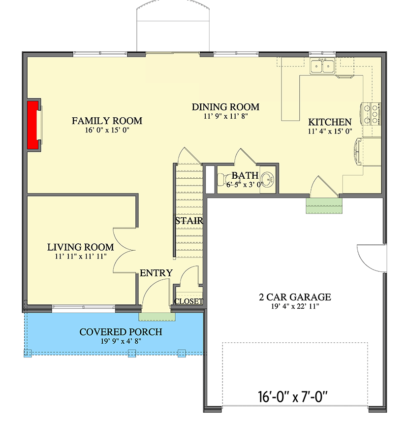 Plan 61501UT: Traditional 3-Bed House Plan with 2-Car Garage - 1811 Sq Ft - Floor Plan - Main Level - Colonial, Traditional