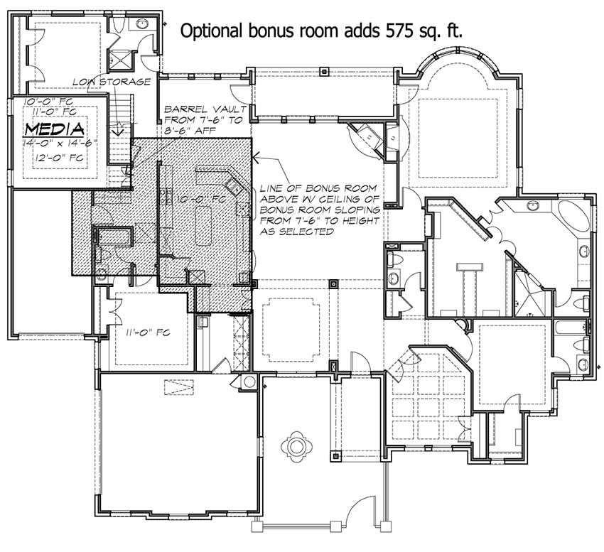 Plan 36180TX: French Country Estate with Courtyard - Floor Plan - Bonus - European, French Country