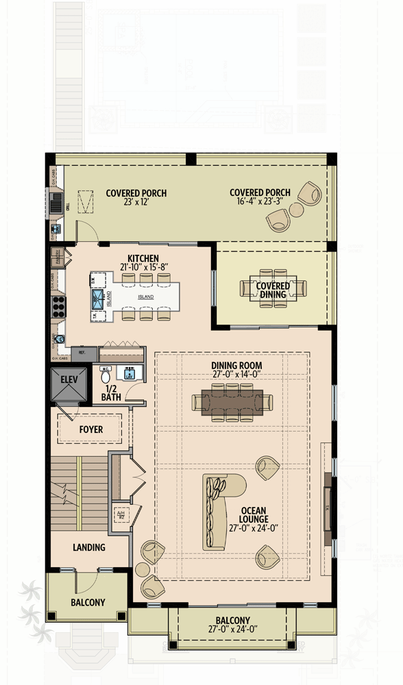 Plan 31818DN: 3-Story Contemporary House Plan with Optional Apartment - 3812 Sq Ft - Floor Plan - 3rd Floor - Beach, Coastal, Coastal Contemporary, Contemporary