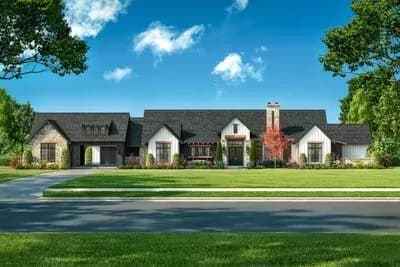 Modern Farmhouse House Plan for a Very Wide Lot - 3365 Sq Ft