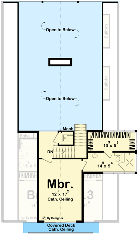 Plan 623354DJ: 3-Bedroom Modern A-Frame House Plan with Master Bedroom Upstairs - 2073 Sq Ft - Floor Plan - 2nd Floor - A-Frame, Mid Century Modern, Mountain