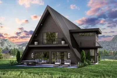 3-Bedroom Modern A-Frame House Plan with Master Bedroom Upstairs - 2073 Sq Ft