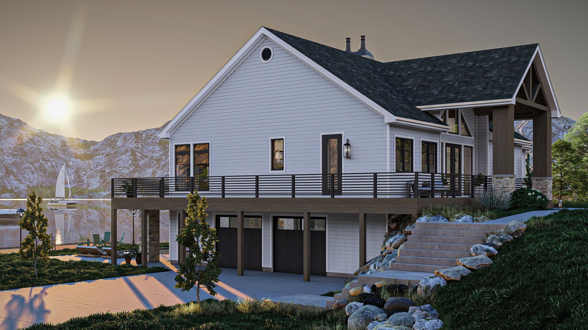 Plan 623355DJ: Lake House Plan with Wrap-Around Deck and Lower Level Expansion - 2148 Sq Ft - Image #8 - Beach, Craftsman, Mountain