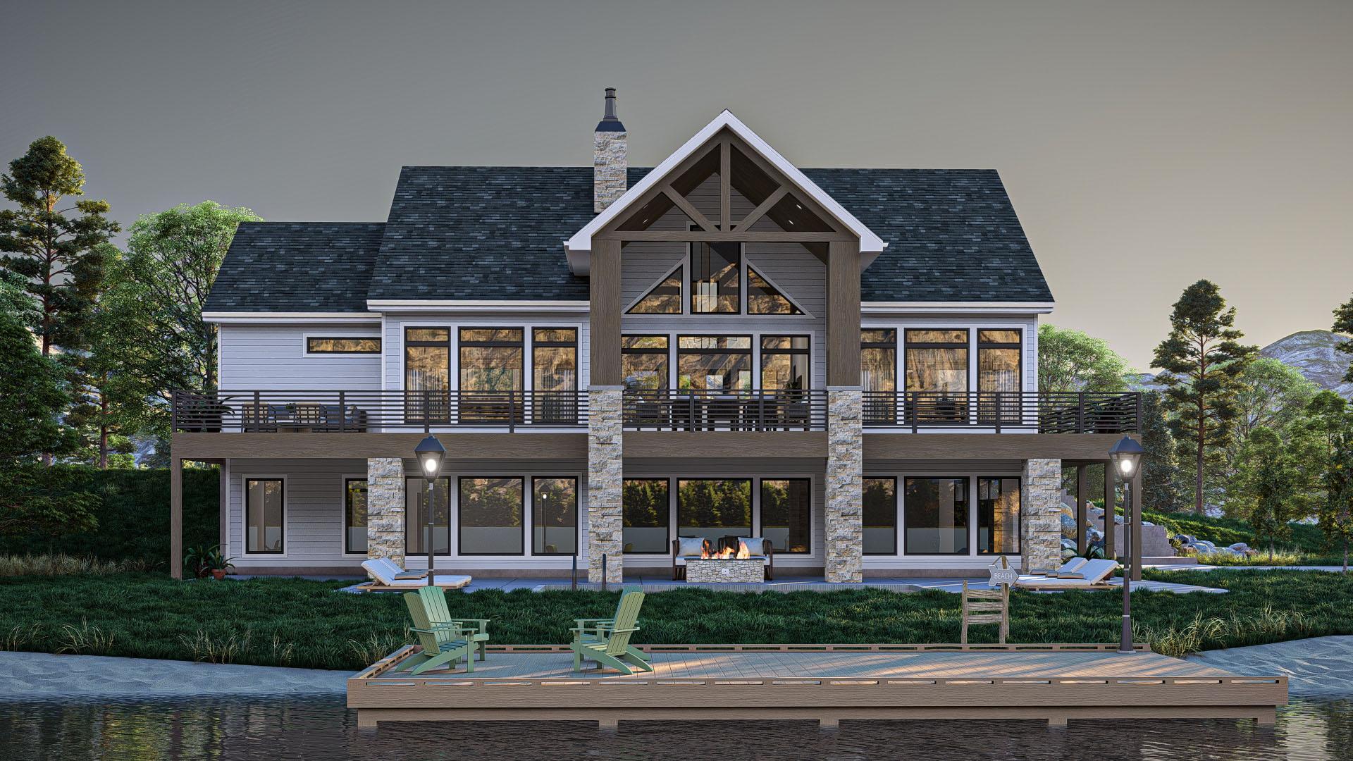 Plan 623355DJ: Lake House Plan with Wrap-Around Deck and Lower Level Expansion - 2148 Sq Ft - Image #5 - Beach, Craftsman, Mountain