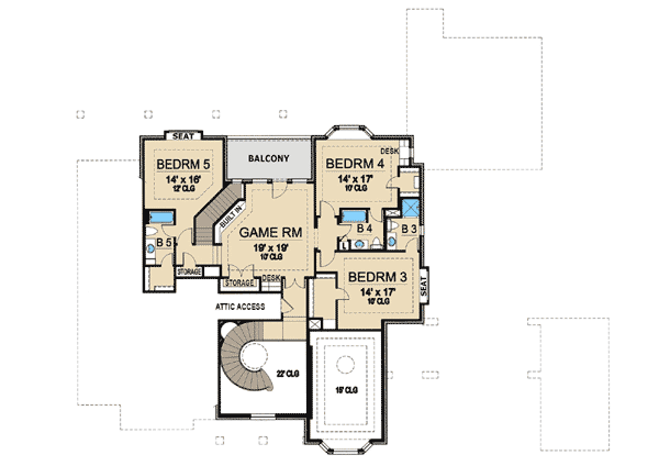Plan 36195TX: European Elegance with Portico - Floor Plan - 2nd Floor - European, Traditional