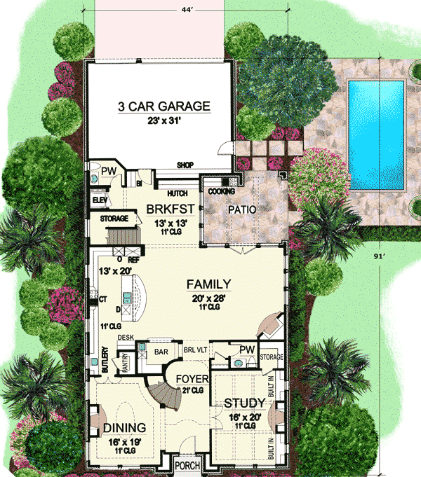Plan 36199TX: Upstairs Three Ways - Floor Plan - Main Level - European, French Country, Traditional