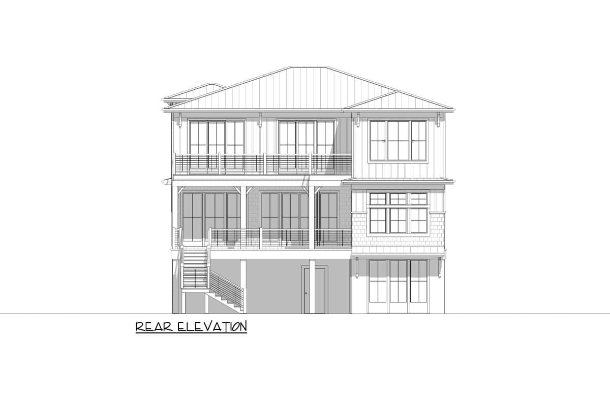 Plan 765054TWN: Low Country House Plan with 4 Beds and an Elevator for Ease of Access - 3121 Sq Ft - Image #5 - Beach, Coastal, Coastal Contemporary, Low Country