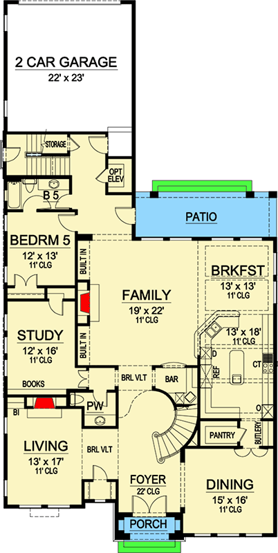 Plan 36201TX: Mediterranean Mansion - Floor Plan - Main Level - European, Mediterranean
