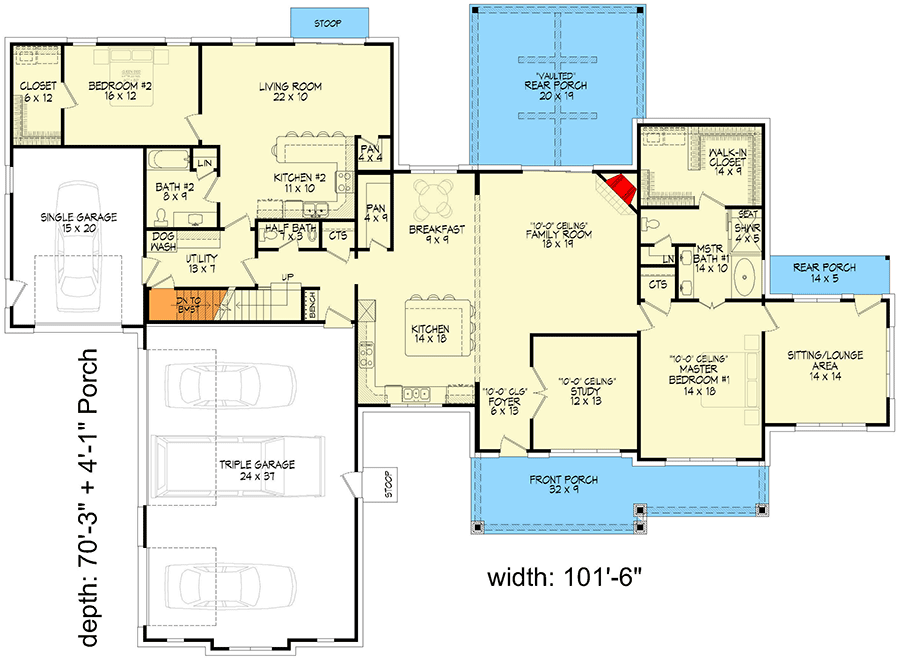 Plan 680313VR: Multi-Generational Craftsman Home Plan with 4 Laundry Locations - 4271 Sq Ft - Floor Plan - Main Level - Craftsman, Mountain