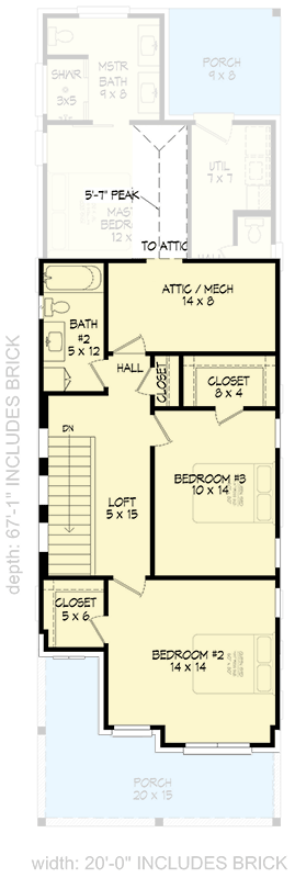 Plan 680316VR: 3-Bed Traditional-Style House Plan with Main Level Master Suite - 1,768 Sq. Ft. - Floor Plan - 2nd Floor - Country, Southern, Traditional