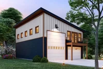 2 Story ADU Plan with RV Garage and Tandem Garage - 575 Sq Ft