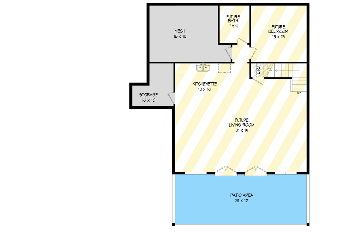 Plan 680319VR: Mountain Craftsman with 2 Car Garage and Option to Finish Basement - Floor Plan - Lower Level - Craftsman, Mountain, Ranch, Rustic, Traditional
