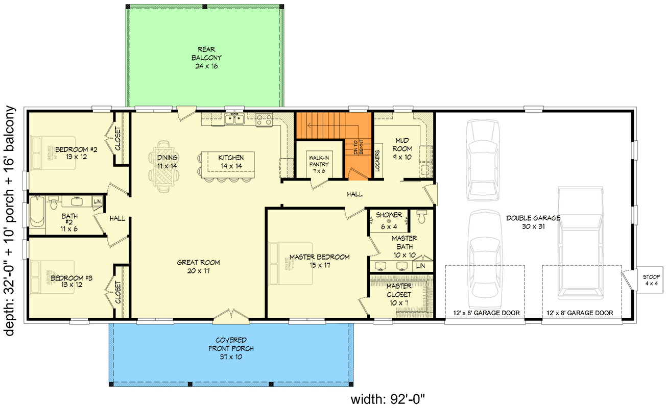 Plan 680321VR: 3 Bed Country Barndominium-Style Home Plan Split Beds - 2049 Sq Ft - Floor Plan - Main Level - Contemporary, Country, New American, Ranch