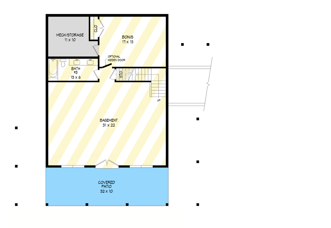 Plan 680322VR: Multi-Generational Mountain House Plan with Wrap Around Porch - Floor Plan - Lower Level - Craftsman, Mountain, Vacation