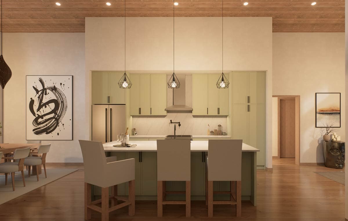 Plan 330019WLE: Contemporary House Plan with 3 Clustered Bedrooms with Vaulted Ceilings - 1893 Sq Ft - Image #10 - Contemporary, Mid Century Modern, Modern