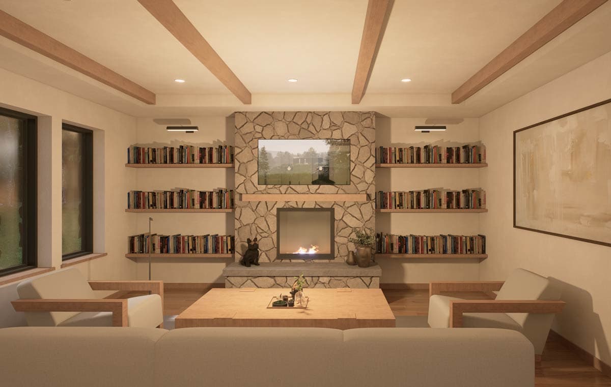 Plan 330019WLE: Contemporary House Plan with 3 Clustered Bedrooms with Vaulted Ceilings - 1893 Sq Ft - Image #11 - Contemporary, Mid Century Modern, Modern