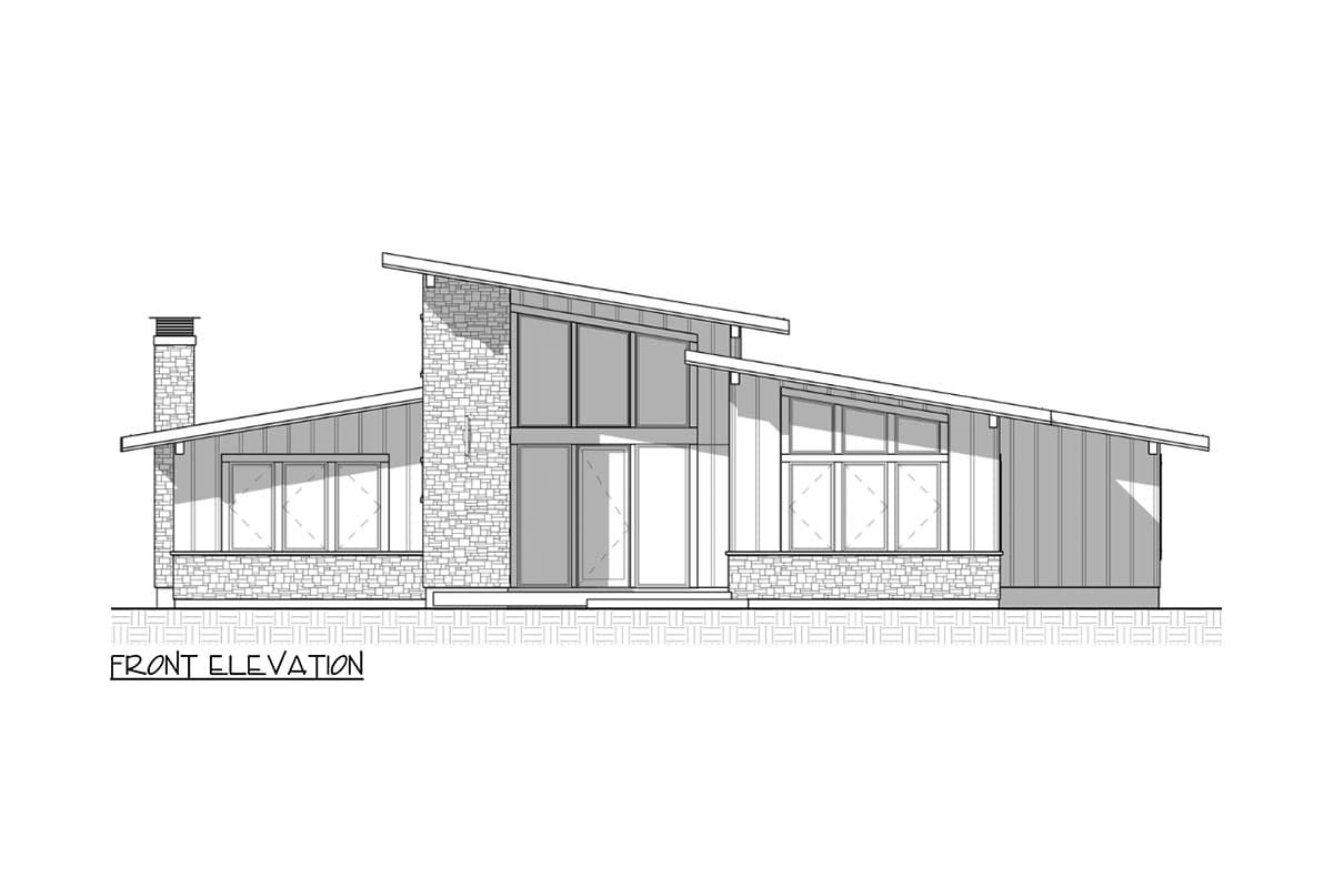 Plan 330019WLE: Contemporary House Plan with 3 Clustered Bedrooms with Vaulted Ceilings - 1893 Sq Ft - Image #12 - Contemporary, Mid Century Modern, Modern